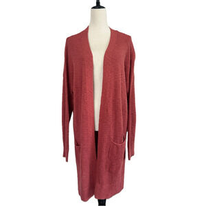 Sonoma Everyday Cardigan Womens XXL Mauve Open Front Longline Cotton Blend NWT